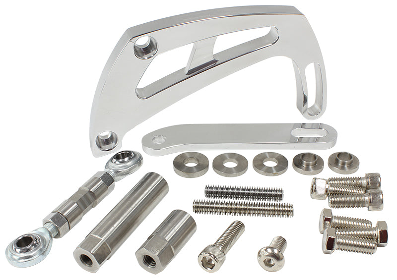 Billet Power Steer Bracket S/Bhigh Mount Suit S/B Chev AF64-4011 - Aeroflow