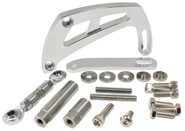 Billet Power Steer Bracket S/Bhigh Mount Suit S/B Chev AF64-4011 - Aeroflow