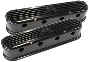 LS Chev Billet Retro Black Valve Covers, LS2 And LS3 Coil AF64-4110BLK - Aeroflow