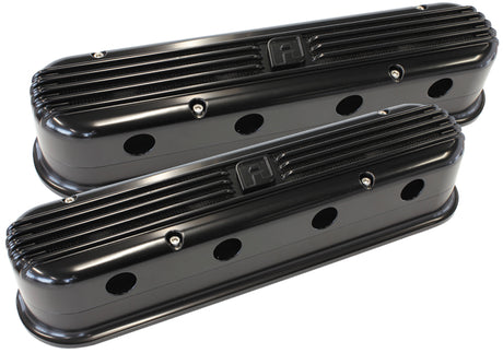 LS Chev Billet Retro Black Valve Covers, LS2 And LS3 Coil AF64-4110BLK - Aeroflow