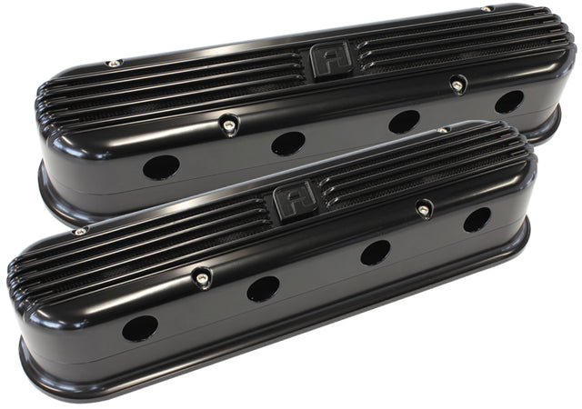 LS Chev Billet Retro Black Valve Covers, LS2 And LS3 Coil AF64-4110BLK - Aeroflow