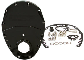 SB Chev 350 V6 2 Piece Timing Cover Kit Billet Black AF64-4350BLK - Aeroflow