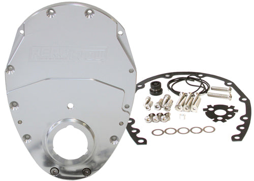 SB Chev 350 V6 2 Piece Timing Cover Kit Billet Silver AF64-4350S - Aeroflow