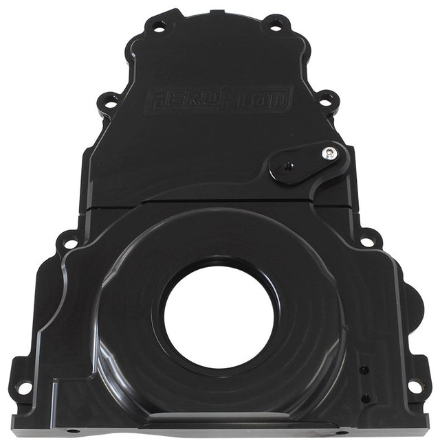 Holden / Chev LS Billet 2 Piece Timing Cover Black Anodised AF64-4361BLK - Aeroflow