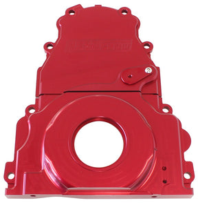 Holden / Chev LS Billet 2 Piece Timing Cover Red AF64-4361R - Aeroflow