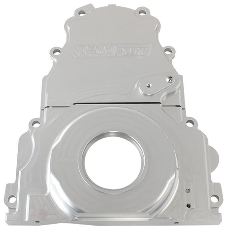 Holden / Chev LS Billet 2 Piece Timing Cover Silver Anodised AF64-4361S - Aeroflow