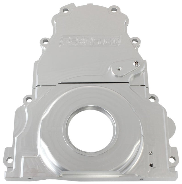 Holden / Chev LS Billet 2 Piece Timing Cover Silver Anodised AF64-4361S - Aeroflow