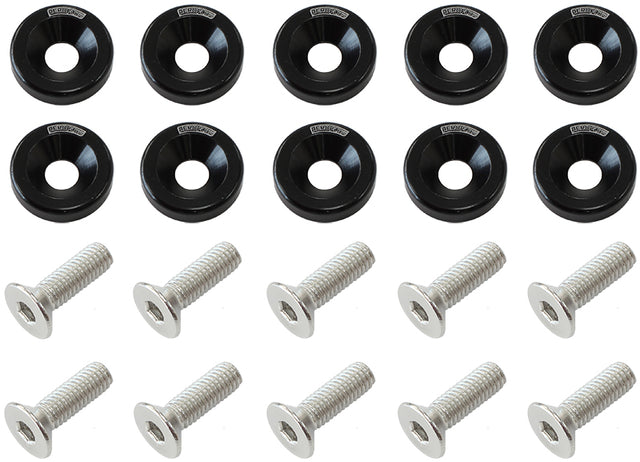 Billet Dress Up Fender Bolt 10 Pack M6 x 1.00 UHL 20mm Black AF64-4365BLK - Aeroflow