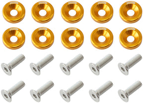 Billet Dress Up Fender Bolt 10 Pack M6 x 1.00 UHL 20mm Gold AF64-4365G - Aeroflow