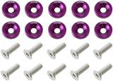 Billet Dress Up Fender Bolt 10 Pack M6 x 1.00 UHL 20mm Purple AF64-4365PUR - Aeroflow