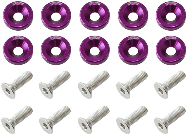 Billet Dress Up Fender Bolt 10 Pack M6 x 1.00 UHL 20mm Purple AF64-4365PUR - Aeroflow