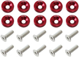 Billet Dress Up Fender Bolt 10 Pack M6 x 1.00 UHL 20mm Red AF64-4365R - Aeroflow