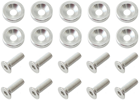 Billet Dress Up Fender Bolt 10 Pack M6 x 1.00 UHL 20mm Silver AF64-4365S - Aeroflow