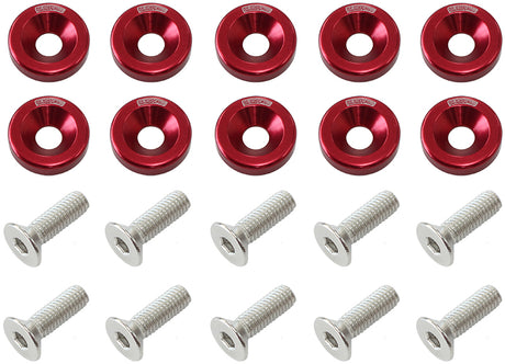 Billet Dress Up / Fender Bolt 10 Pack 5/16 UNC UHL 25mm Red AF64-4371R - Aeroflow