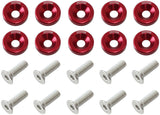 Billet Dress Up Fender Bolt 10 Pack 1/4 UNC UHL 25mm Red AF64-4372R - Aeroflow