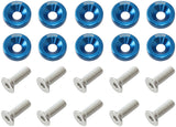 Billet Dress Up Fender Bolt 10 Pack M8 x 1.25mm UHL 20mm Blue AF64-4374 - Aeroflow