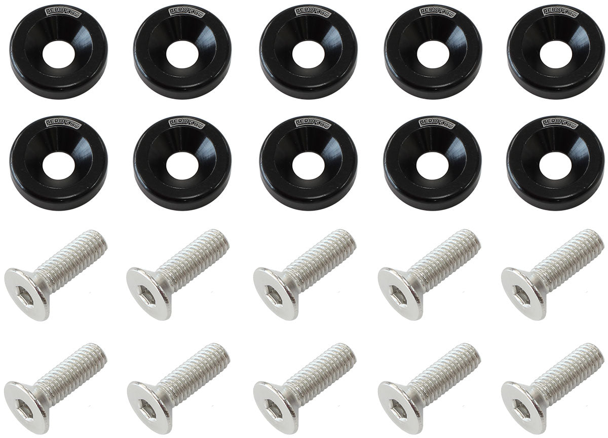 Billet Dress Up Fender Bolt 10 Pack M8 x 1.25mm UHL 20mm Black - AF64-4374 Blk AF64-4374BLK - Aeroflow