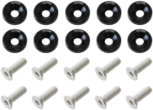 Billet Dress Up Fender Bolt 10 Pack M8 x 1.25mm UHL 20mm Black - AF64-4374 Blk AF64-4374BLK - Aeroflow