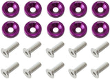 Billet Dress Up Fender Bolt 10 Pack M8 x 1.25mm UHL 20mm Purple - AF64-4374PU AF64-4374PUR - Aeroflow