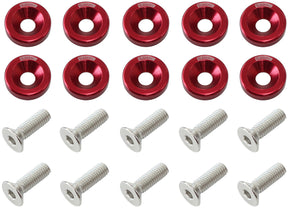 Billet Dress Up Fender Bolt 10 Pack M8 x 1.25mm UHL 20mm Red AF64-4374R - Aeroflow
