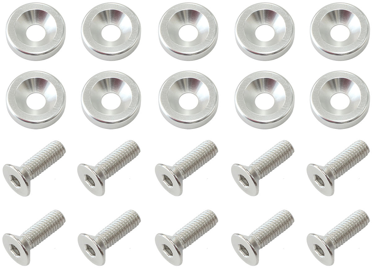 Billet Dress Up Fender Bolt 10 Pack M8 x 1.25mm UHL 20mm Silver AF64-4374S - Aeroflow
