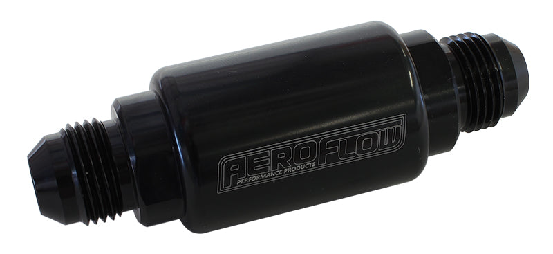 Filter 40 Micron Black -8AN 1.25" x 3" Notes AF66-2053BLK - Aeroflow