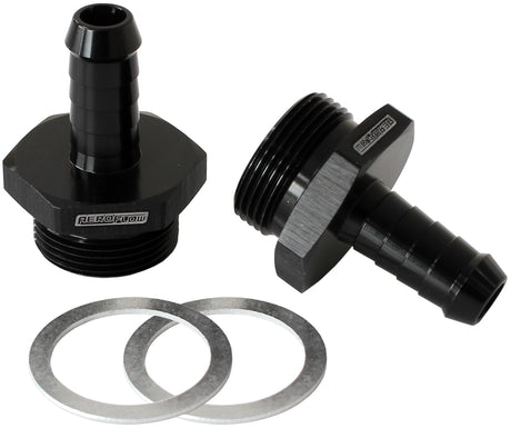 Holley Inlet Fitting 3/8" Barb Black 7/8" x 20 To 3/8" Barb AF700-01BLK - Aeroflow