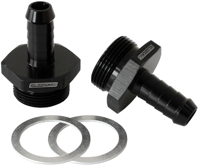 Holley Inlet Fitting 3/8" Barb Black 7/8" x 20 To 3/8" Barb AF700-01BLK - Aeroflow