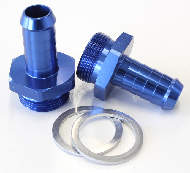 Holley Inlet Fitting 1/2" Barb Blue 7/8" x 20 To 3/8" Barb AF700-02 - Aeroflow