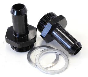 Holley Inlet Fitting 1/2" Barb Black 7/8" x 20 To 3/8" Barb AF700-02BLK - Aeroflow