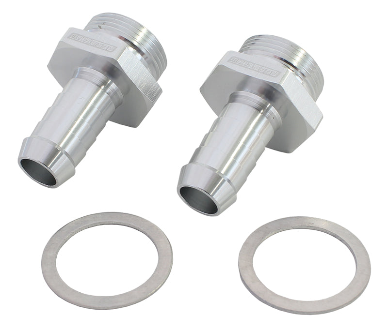 Holley Inlet Fitting 1/2" Barb Silver 7/8" x 20 To 3/8" Barb AF700-02S - Aeroflow