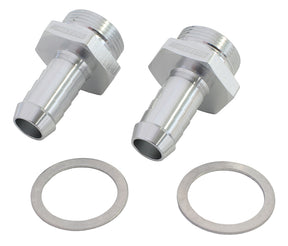 Holley Inlet Fitting 1/2" Barb Silver 7/8" x 20 To 3/8" Barb AF700-02S - Aeroflow