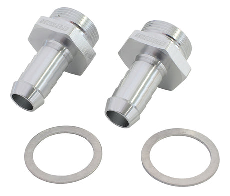 Holley Inlet Fitting 1/2" Barb Silver 7/8" x 20 To 3/8" Barb AF700-02S - Aeroflow