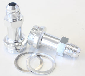 Holley Inlet Fitting -6AN Silver 7/8" x 20 To -6AN Long AF700-06-LS - Aeroflow