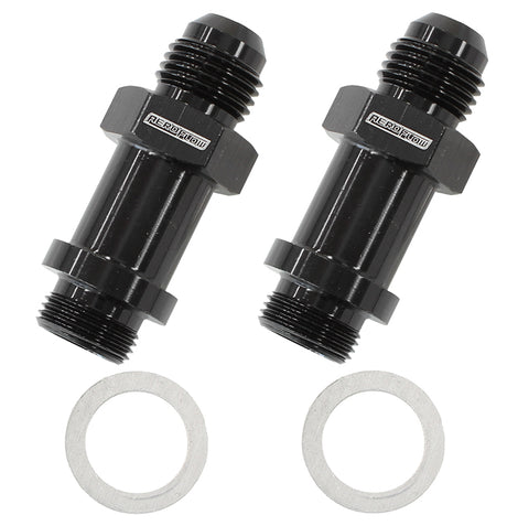 Bg / Demon Inlet Fitting -6AN Black 9/16" x 24 To -6AN Long AF701-06-LBLK - Aeroflow