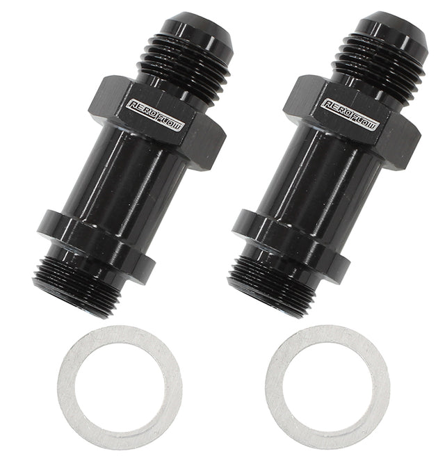 Bg / Demon Inlet Fitting -6AN Black 9/16" x 24 To -6AN Long AF701-06-LBLK - Aeroflow