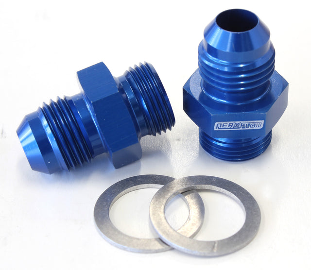 Bg / Demon Inlet Fitting -6AN Blue 9/16" x 24 To -6AN Short AF701-06 - Aeroflow
