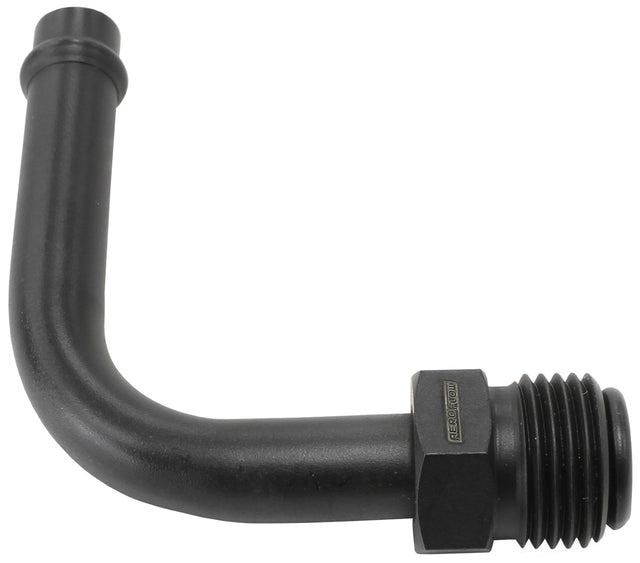 Holley Carb Inlet Fittings 5/8 Inverted To 3/8" Barb 90 Deg AF714-27BLK - Aeroflow