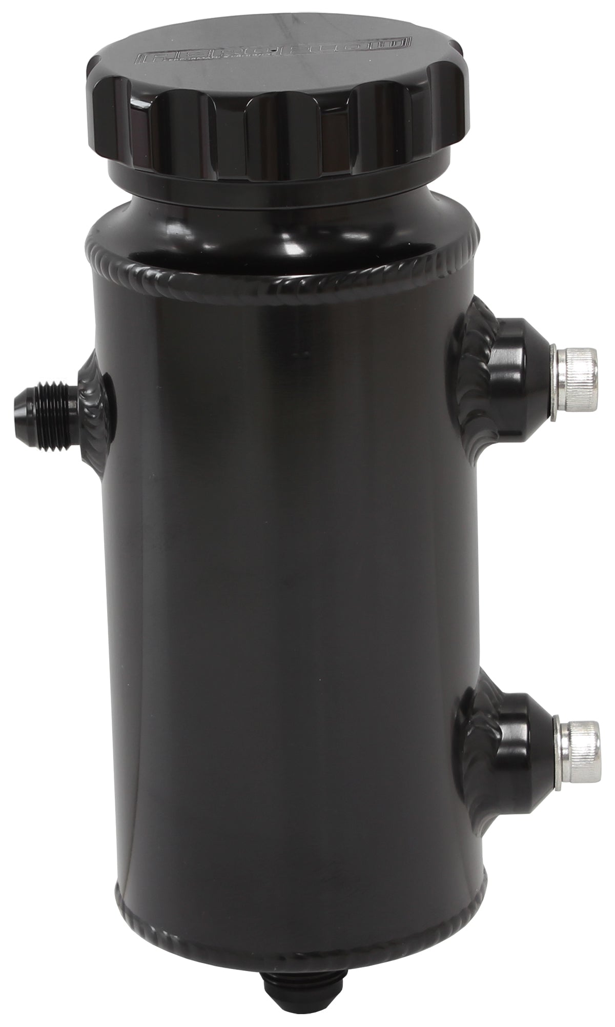 Universal Power Steer Tank 8" x 3.5" With -8 Black AF77-1014BLK - Aeroflow