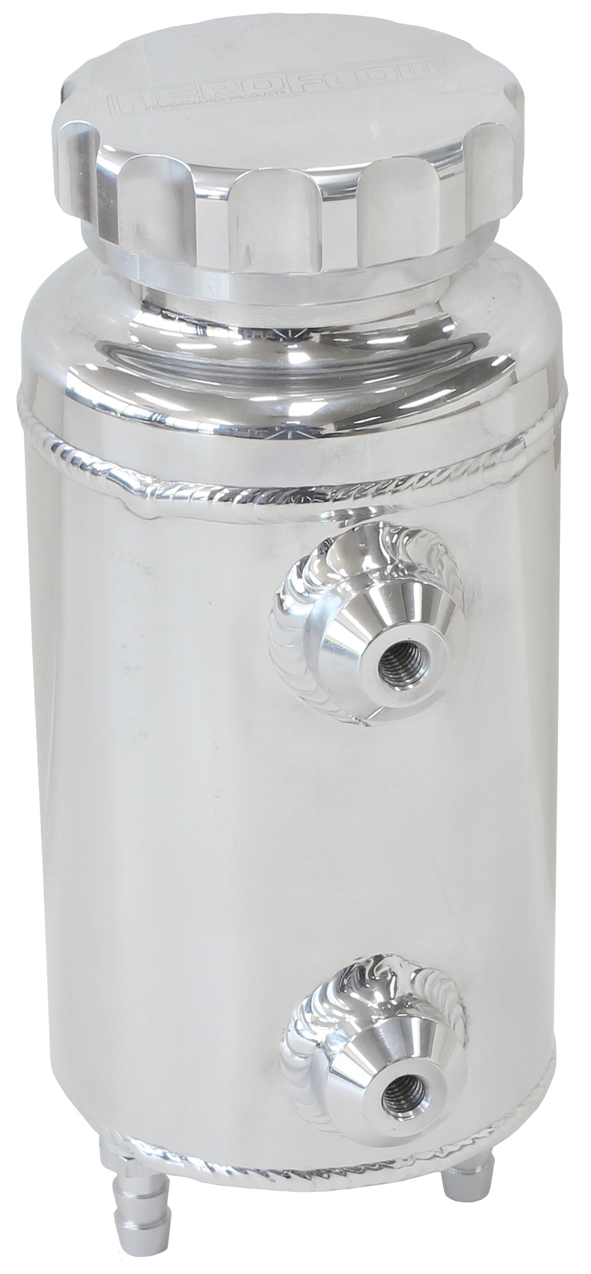 Universal Radiator Overflow Tank 8" x 3.5" -4 ORB Polished AF77-1015 - Aeroflow