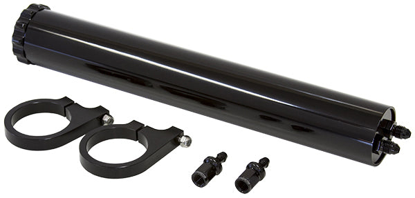Billet Radiator Overflow Tank Black, 13" x 2", 295ml AF77-1021BLK - Aeroflow