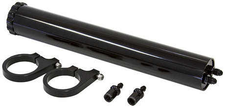 Billet Radiator Overflow Tank Black, 13" x 2", 295ml AF77-1021BLK - Aeroflow