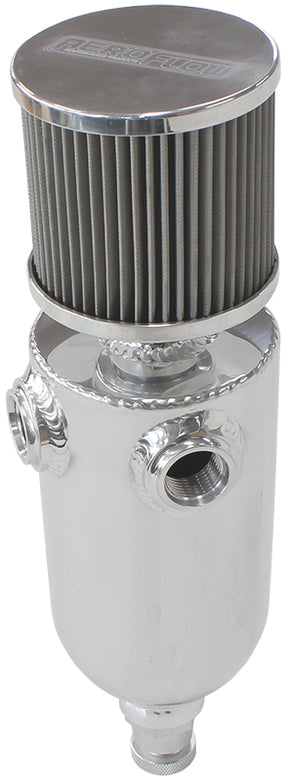 Univ Breather Tank 2x -8ORB 6.5 x 3.5" S/S Billet Breather AF77-1030 - Aeroflow