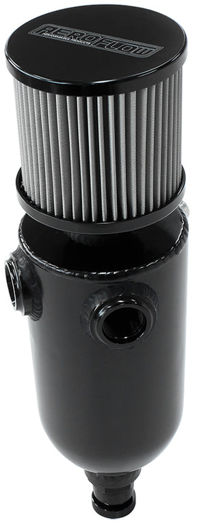 Univ Breather Tank 2x -8ORB 6.5 x 3.5" S/S Billet Breather AF77-1030BLK - Aeroflow