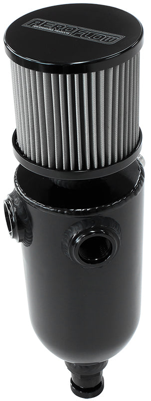 Univ Breather Tank 2x -8ORB 6.5 x 3.5" S/S Billet Breather AF77-1030BLK - Aeroflow