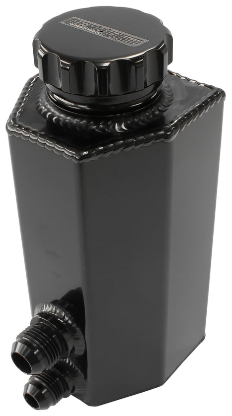 Universal Power Steer Tank With Baffle -8AN & -10AN Black AF77-1032BLK - Aeroflow