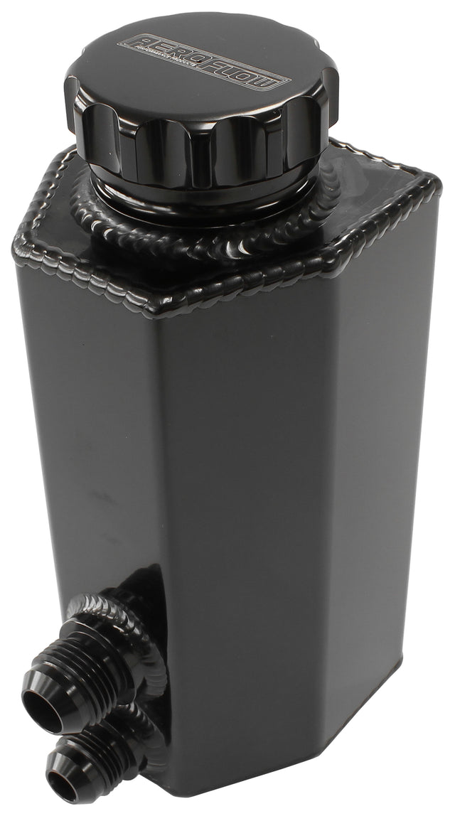 Universal Power Steer Tank With Baffle -8AN & -10AN Black AF77-1032BLK - Aeroflow
