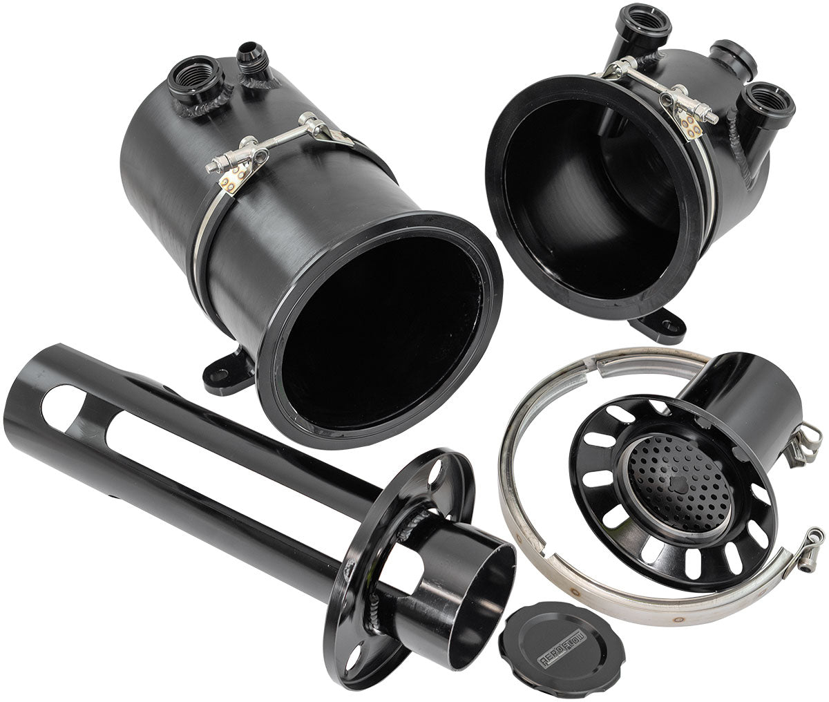 Dry Sump Tank 19.5" x 6" 2 Gal 495mm x 152mm 7.5L Black AF77-1050BLK - Aeroflow