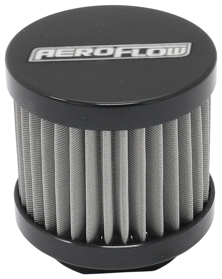 Small -10AN S/S Billet Breatherwith Female -10AN Re-Usable AF77-2004BLK - Aeroflow