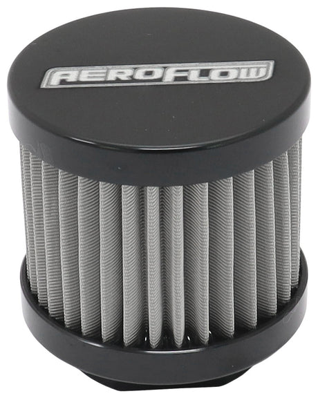 Small -10AN S/S Billet Breatherwith Female -10AN Re-Usable AF77-2004BLK - Aeroflow